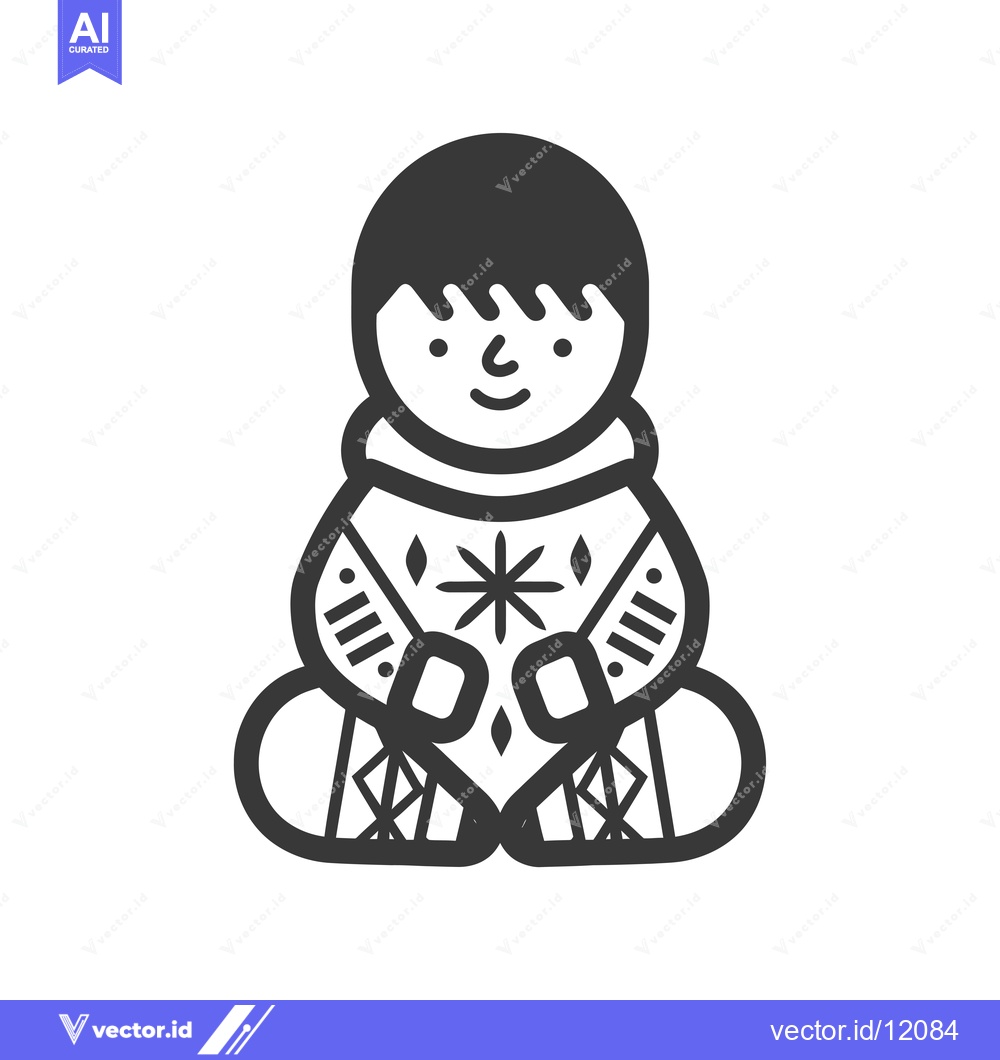Premium Vector dari A cartoon illustration of a person wearing a snowflake patterned sweat