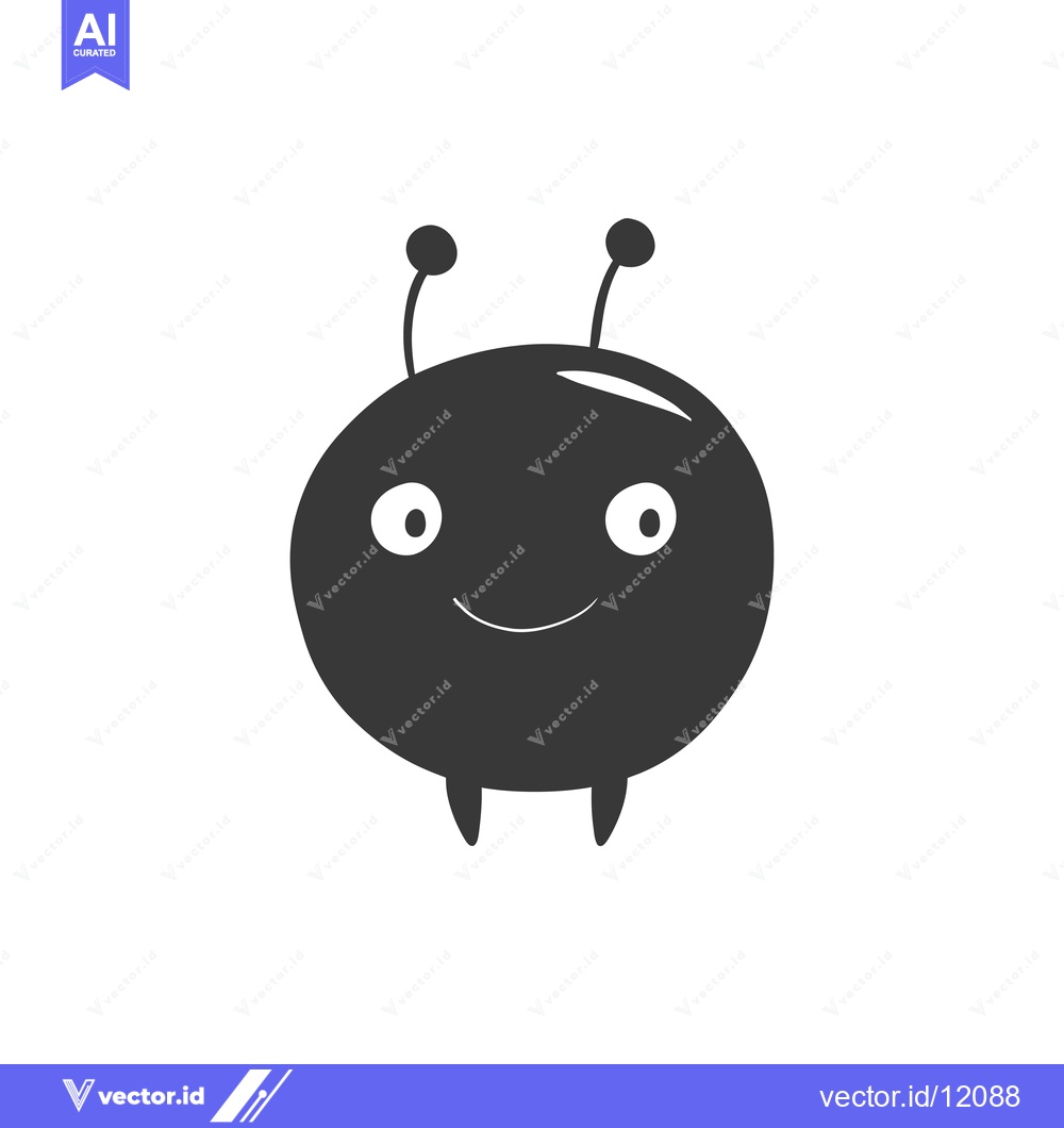 Premium Vector dari A cartoon illustration of a smiling, black, round creature with antenn