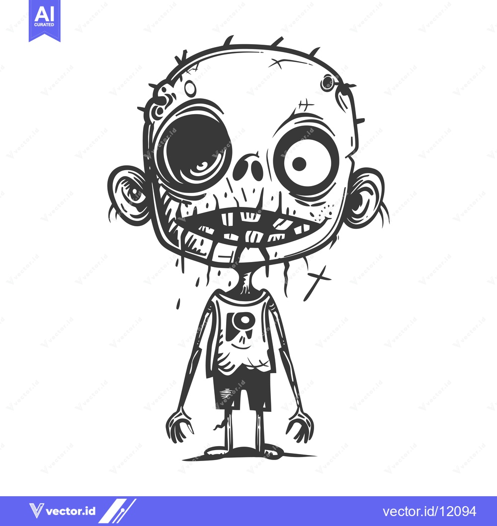 Premium Vector of A Cartoon Illustration of a Zombie Child