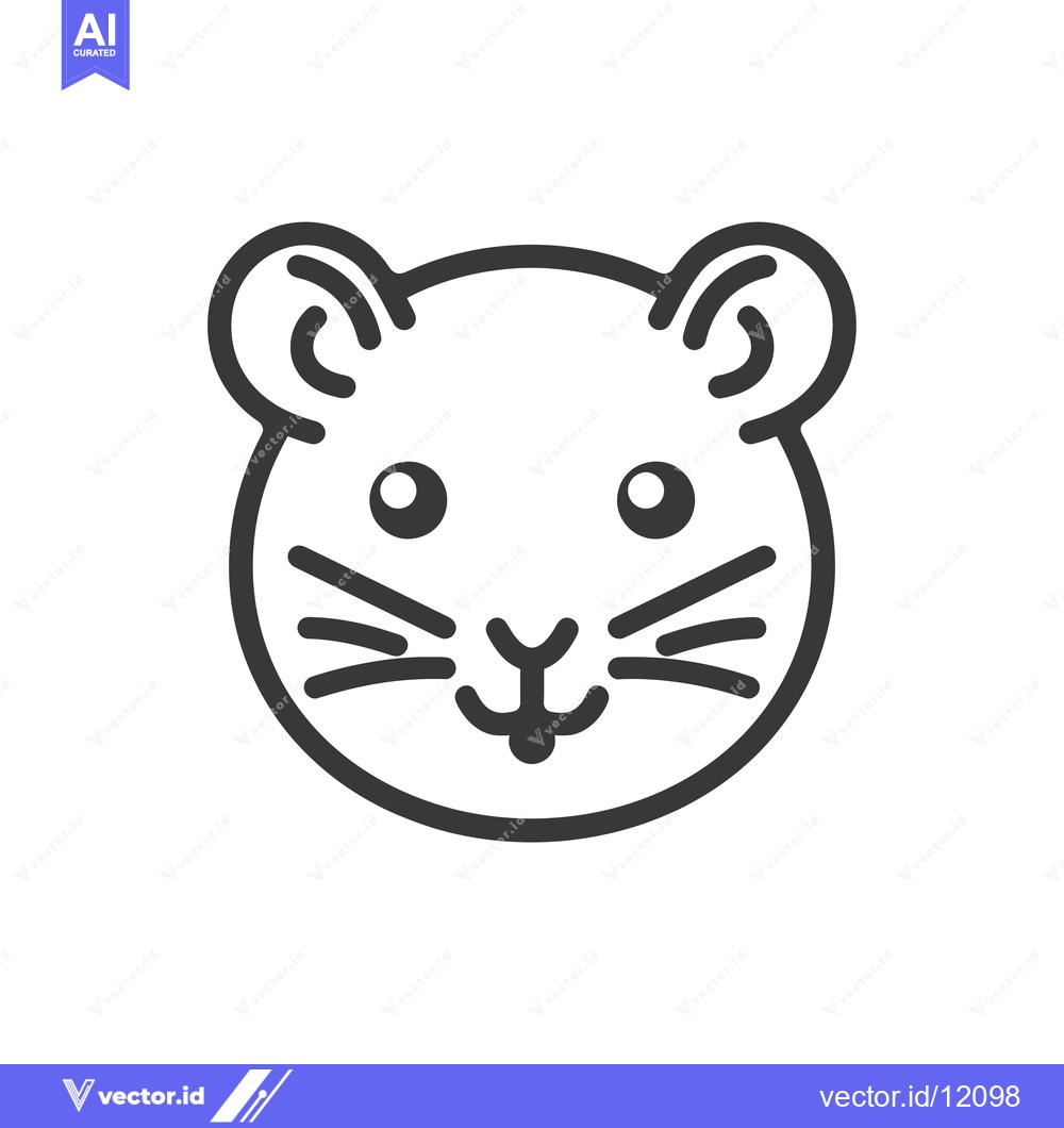 Premium Vector of A Cartoon Line Drawing of a Hamster Face