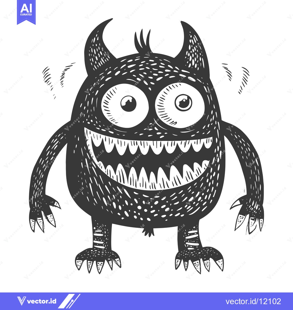 Premium Vector of A Cartoon Monster with Big Eyes and Claws Smiling