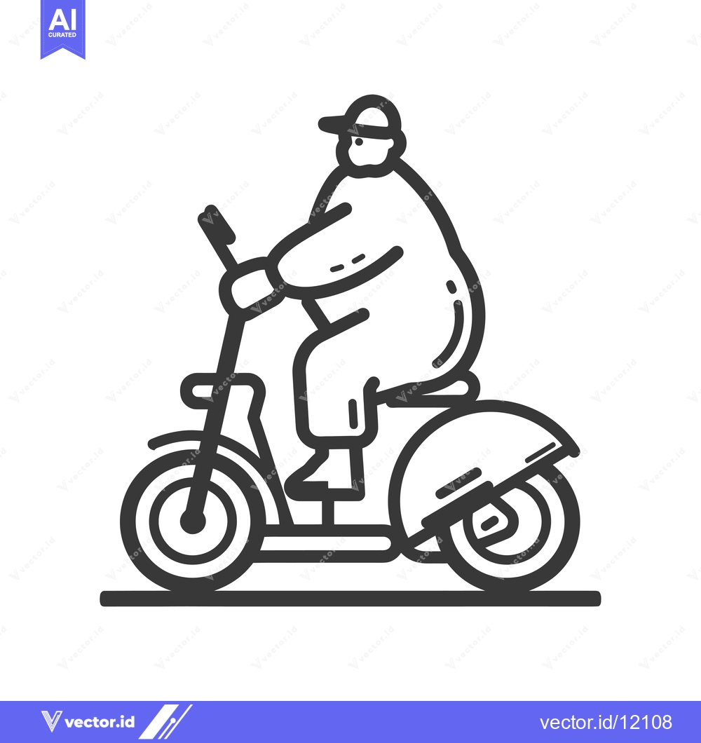 Premium Vector of A cartoon of a man wearing a cap riding a motorcycle