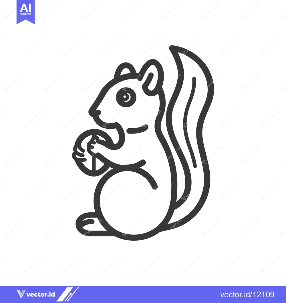 Premium Vector dari A cartoon outline of a squirrel holding a nut