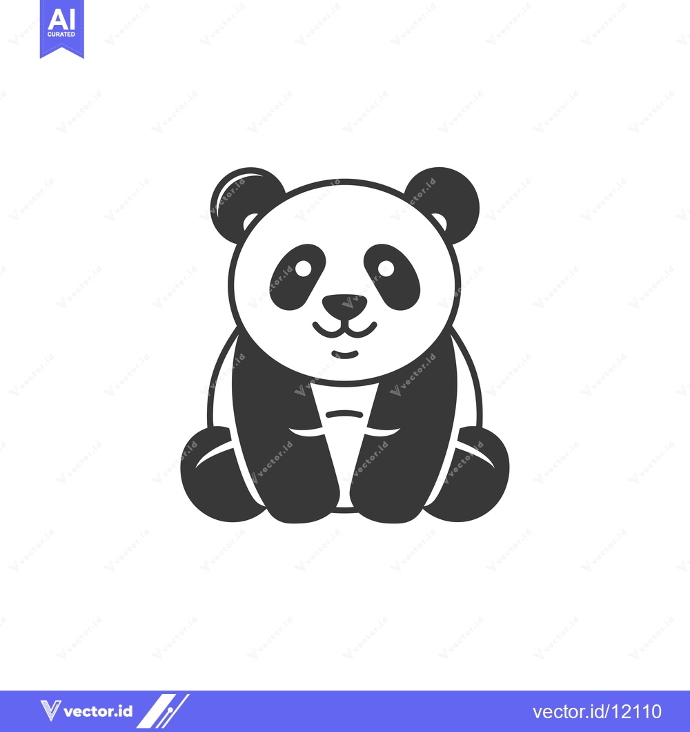 Premium Vector of A cartoon panda bear with black and white fur sitting on its haunches