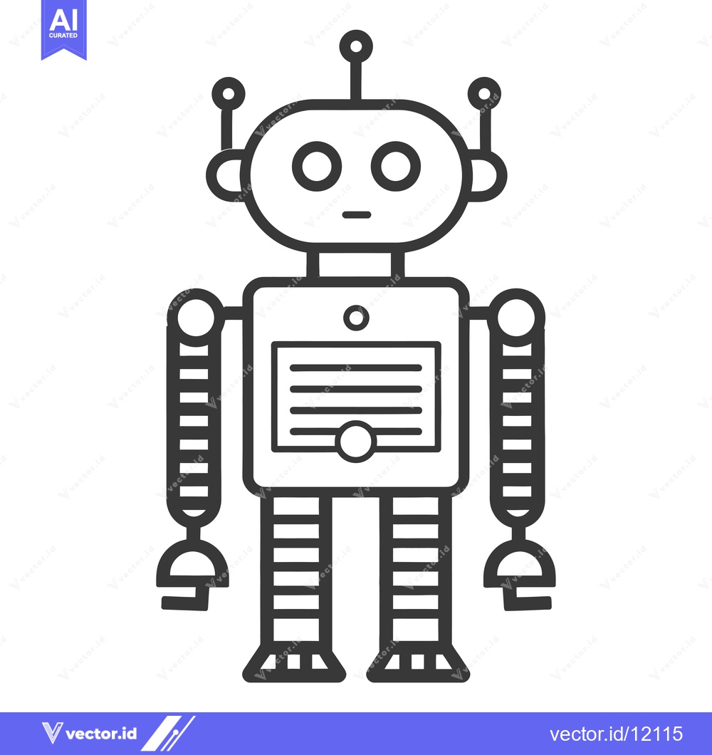 Premium Vector of A Cartoon Robot with Antennae, Striped Legs, and Claws
