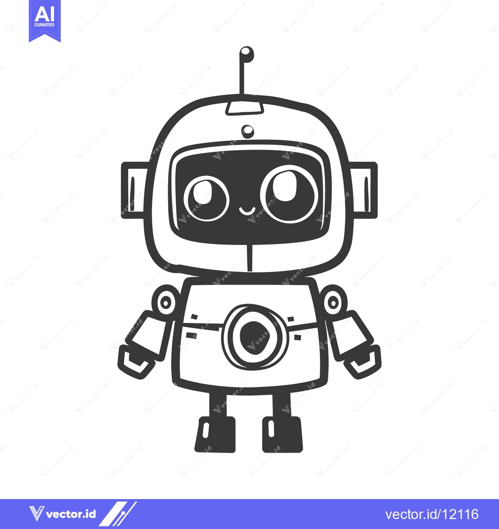 Premium Vector of A cartoon robot with large eyes and a small antenna