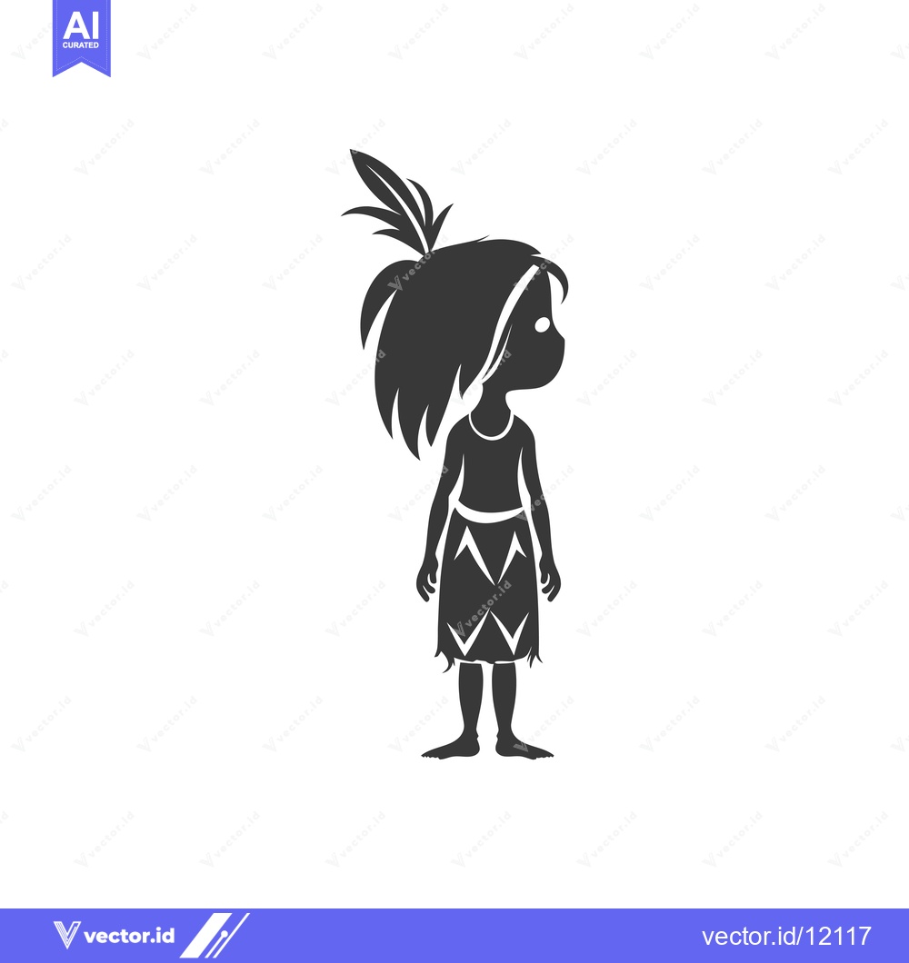 Premium Vector of A Cartoon Silhouette of a Native American Girl