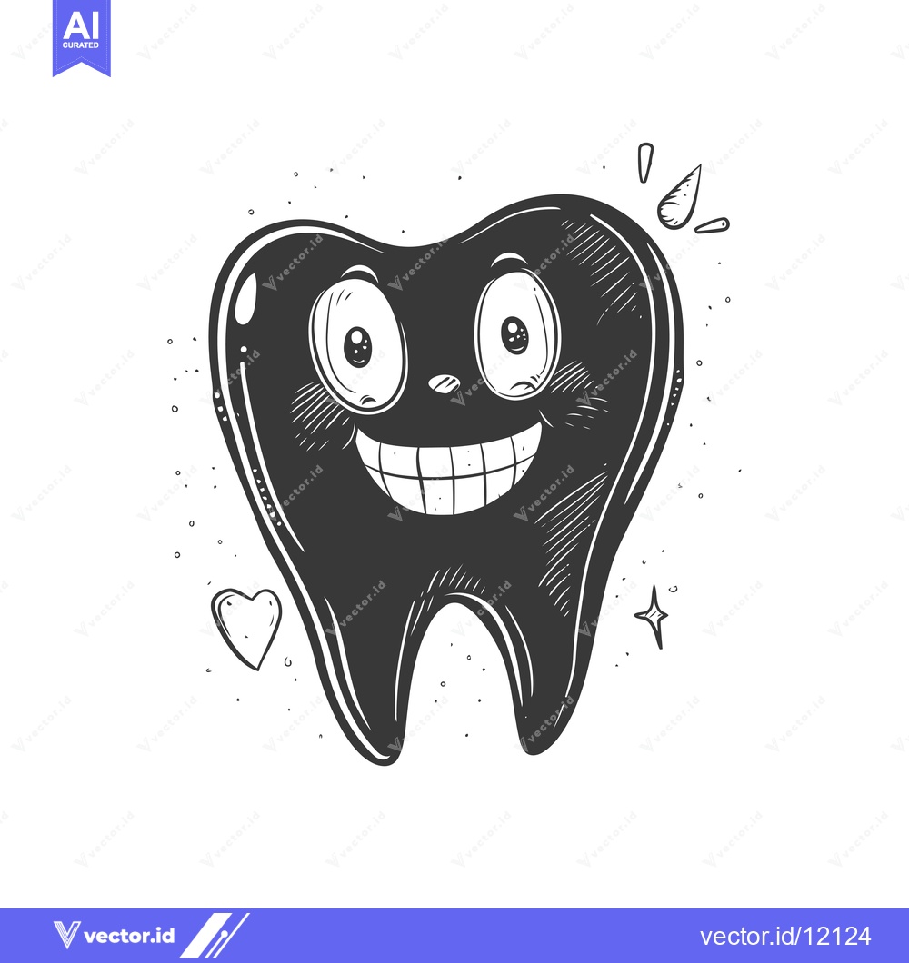 Premium Vector dari A Cartoon Tooth With A Big Smile And Shiny Eyes