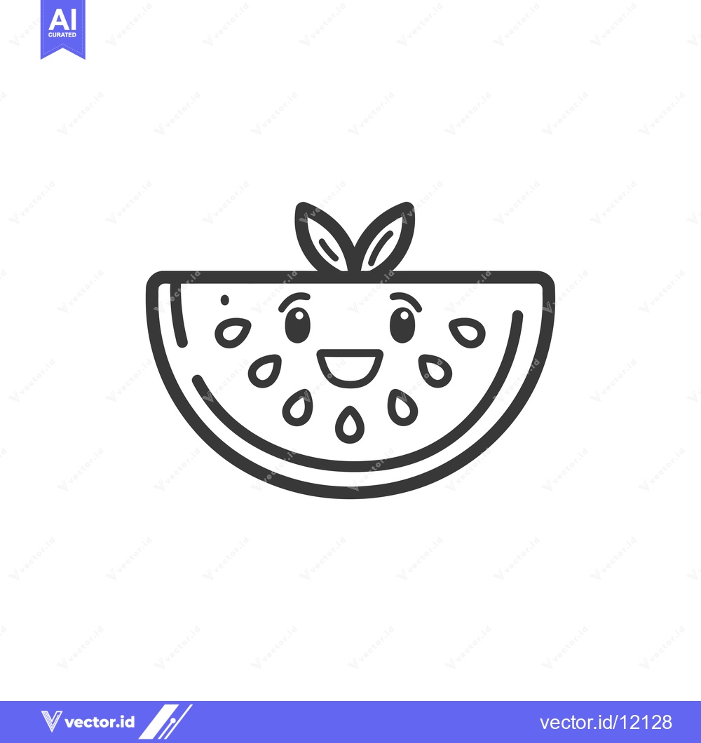 Premium Vector of A Cartoon Watermelon Slice with a Smiling Face and Seeds