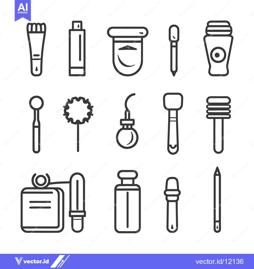 Premium Vector dari Monochrome drawings of beauty and cosmetic tools and equipment