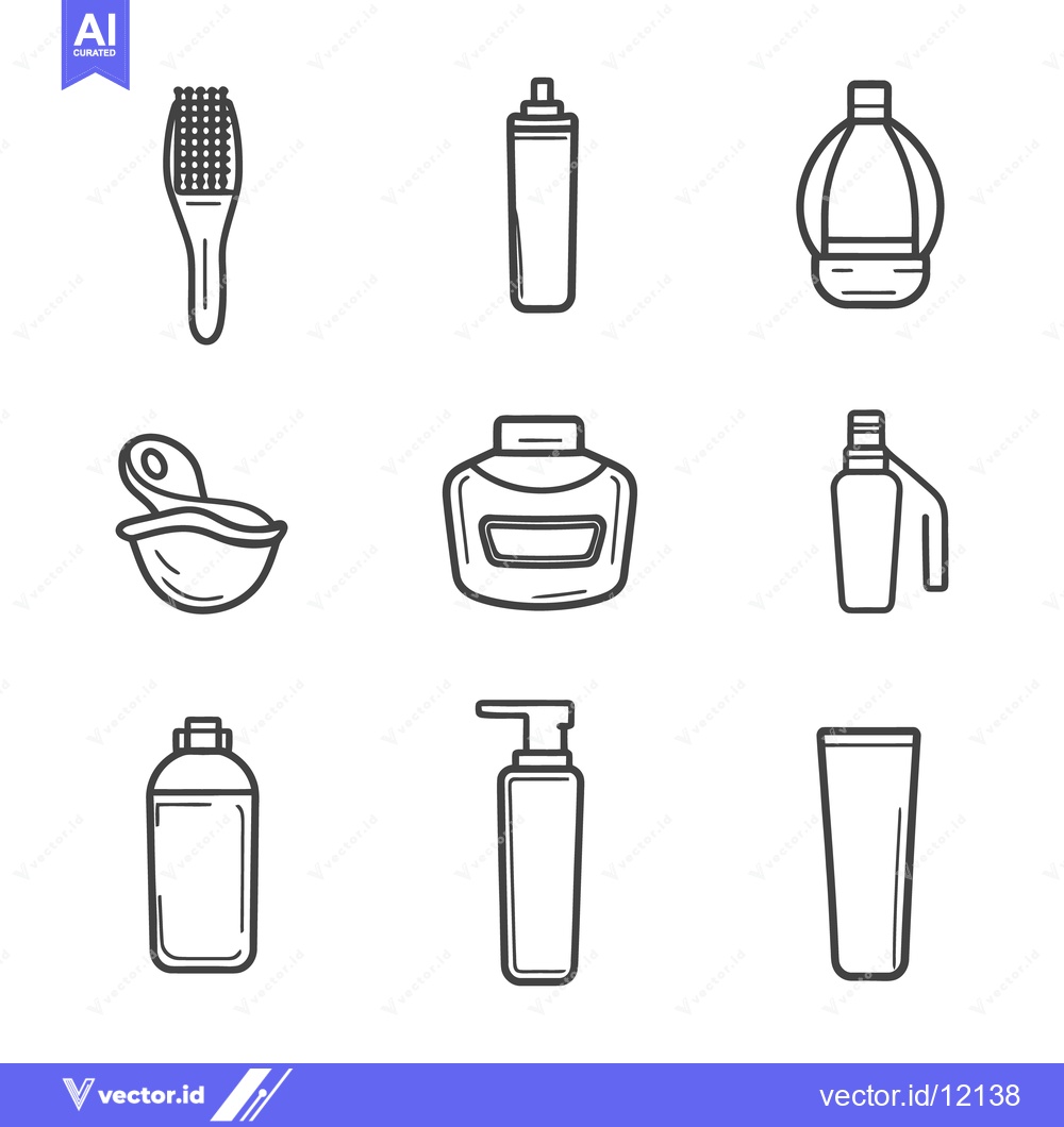 Premium Vector of Various bathroom and beauty products arranged in grid format