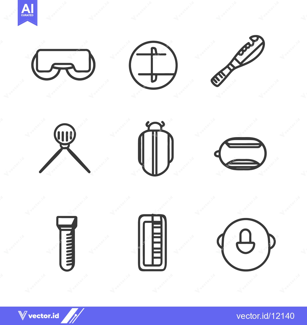 Premium Vector of Black and white line drawings of various objects and insects