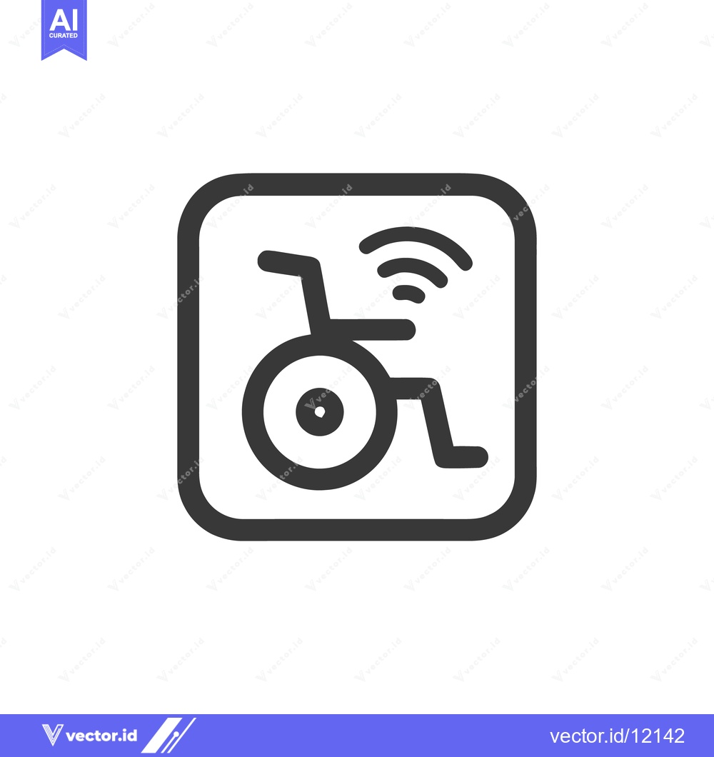 Premium Vector dari Smart Wheelchair Icon: Connected Mobility Symbol in Minimalist Design