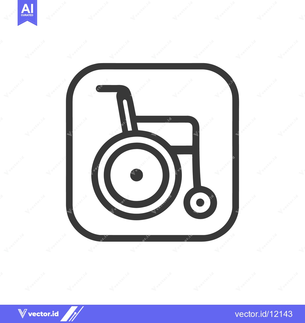 Premium Vector dari Wheelchair Icon in Rounded Square, Accessibility Symbol, Vector Illust