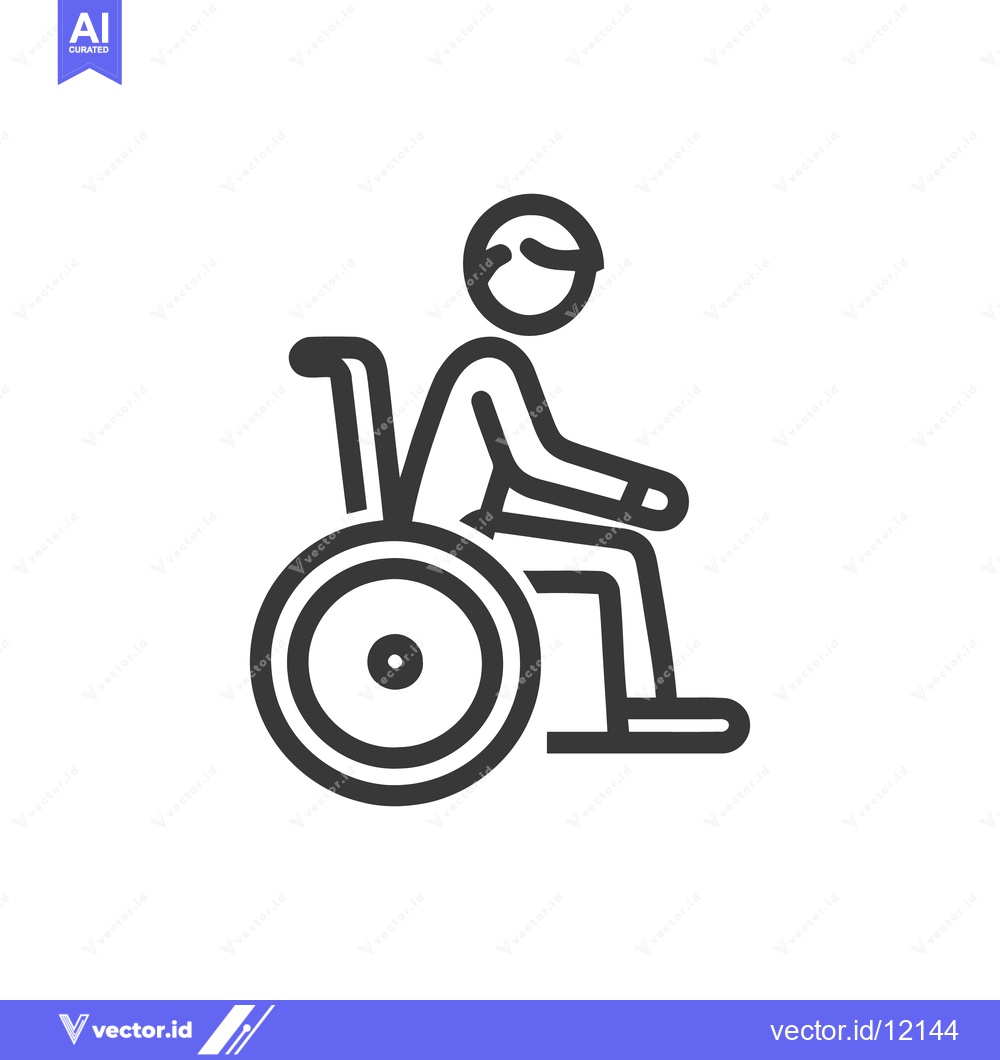 Premium Vector of Minimalist Wheelchair Icon: Accessibility Symbol in Bold Line Art Desi