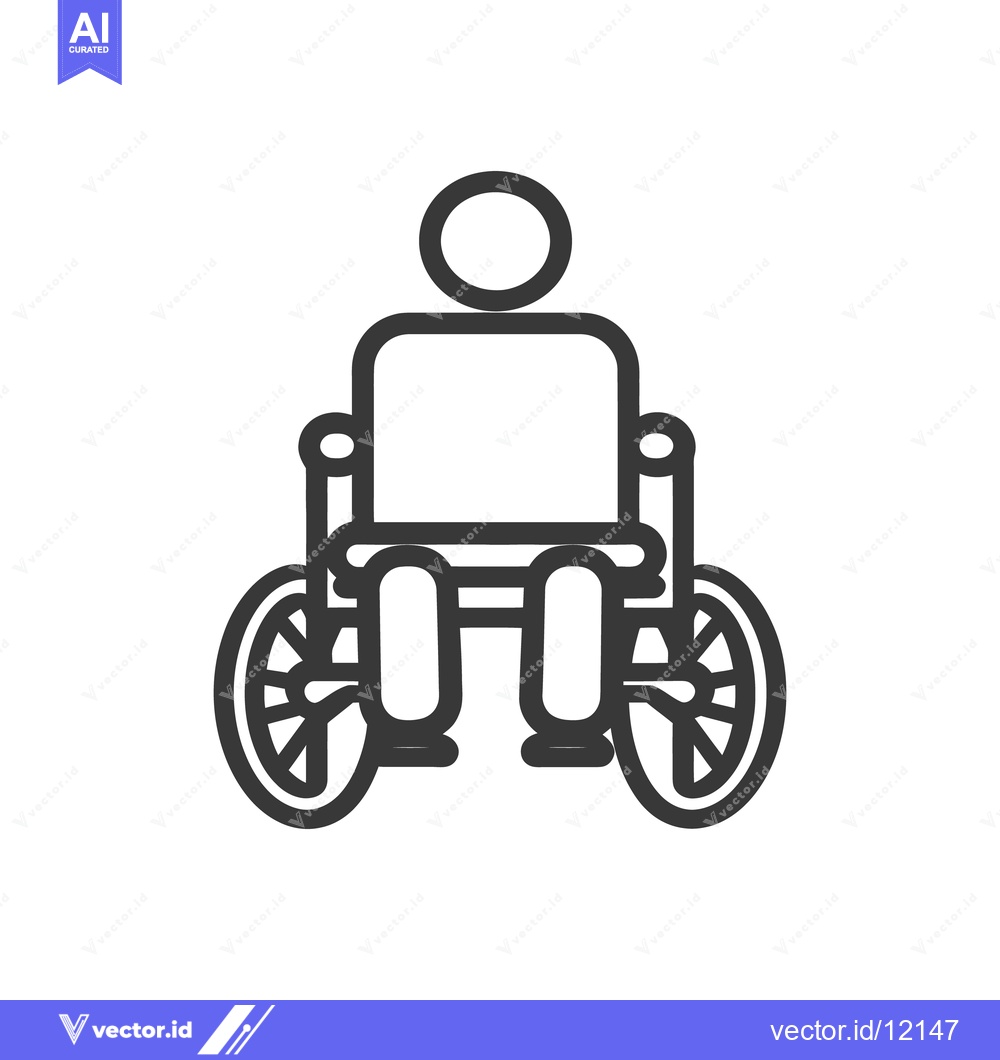 Premium Vector dari A simple line drawing depicting a person in a wheelchair