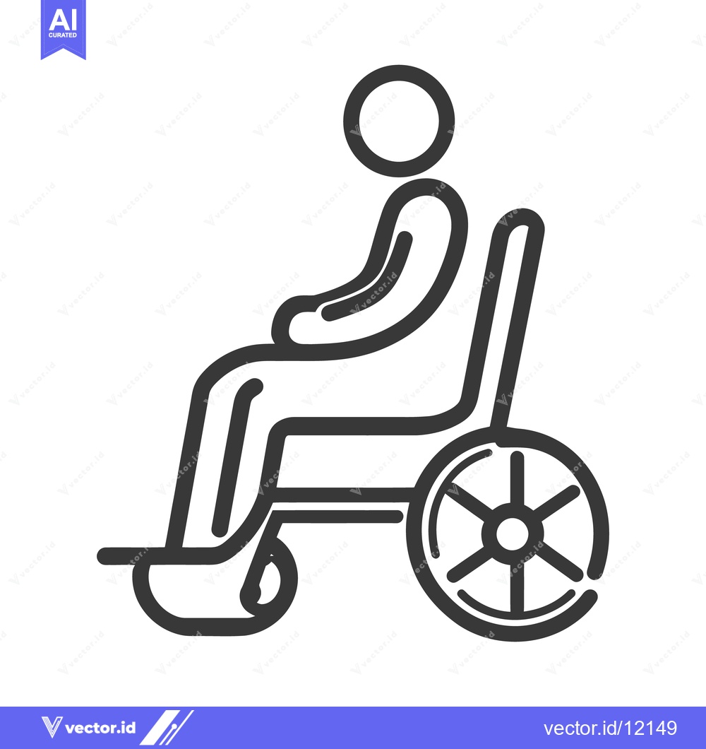 Premium Vector dari A minimalist outline of a person seated in a wheelchair