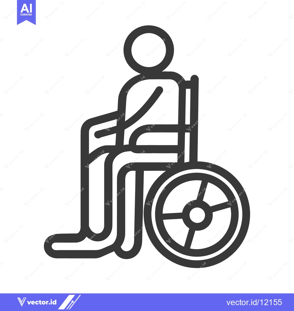 Premium Vector dari Simple black and white icon showing person seated in a wheelchair