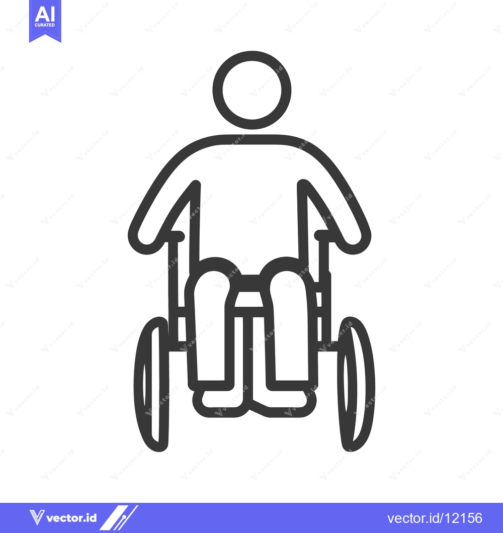 Premium Vector of A minimalist black and white illustration of a person in a wheelchair