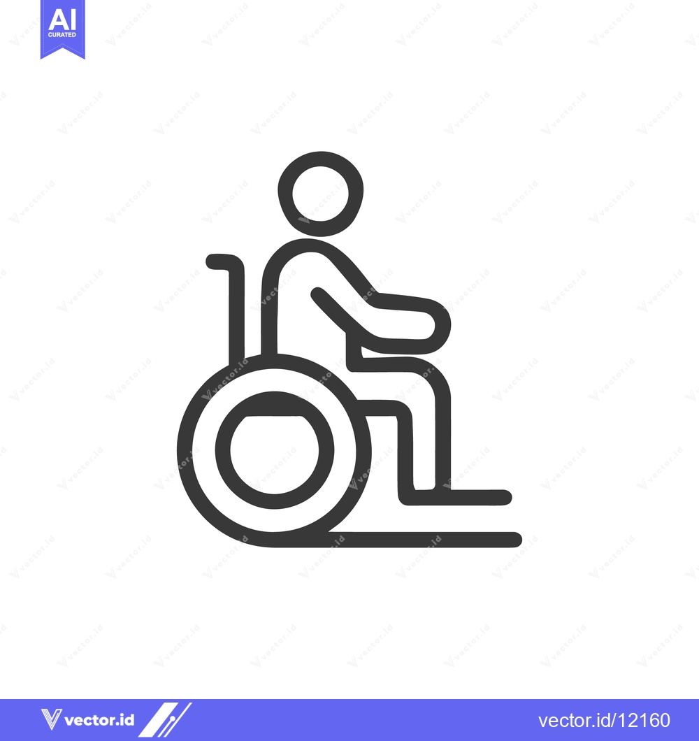 Premium Vector dari Minimalist Wheelchair Icon: Accessibility Symbol in Bold Line Art