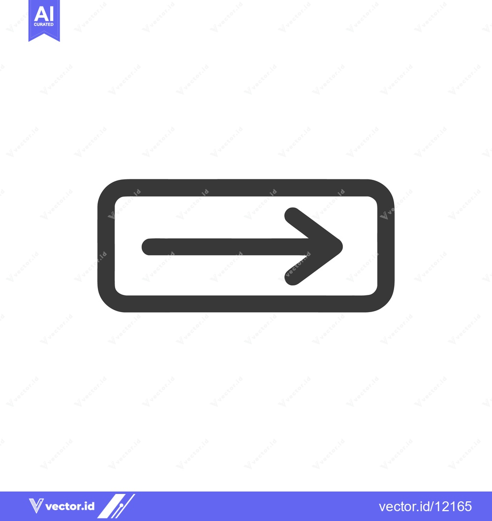 Premium Vector dari Simple Right Arrow Icon in Rounded Rectangle, Dark Gray on White Backg