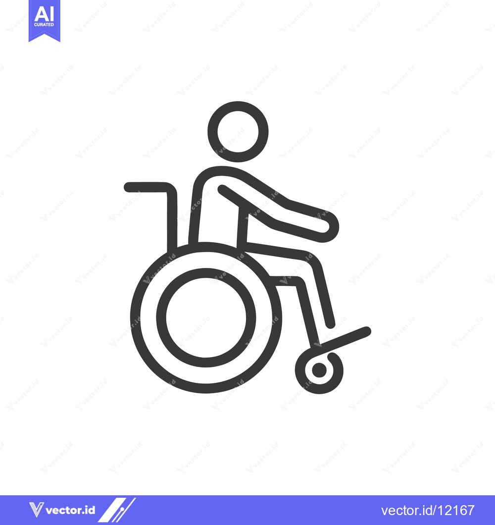 Premium Vector dari Minimalist Wheelchair Icon: Accessibility Symbol in Bold Line Art