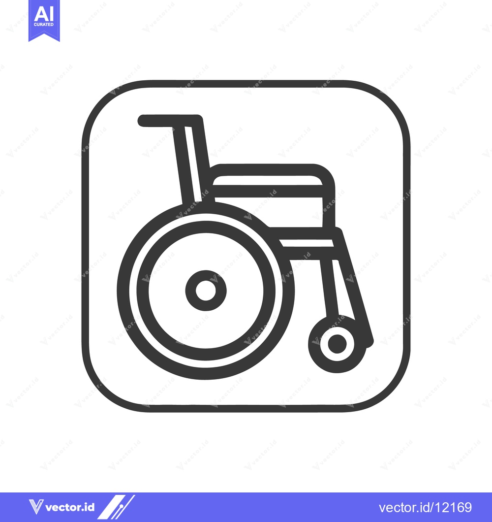 Premium Vector of Wheelchair Icon in Rounded Square, Accessibility Symbol, Vector Graphi