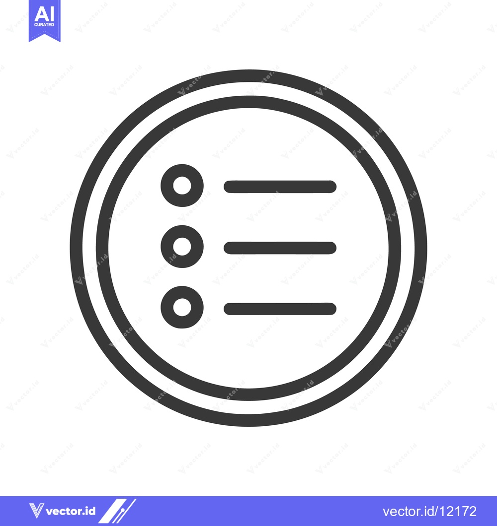 Premium Vector dari Minimalist Menu Icon: Circular Design with List and Dots in Dark Gray