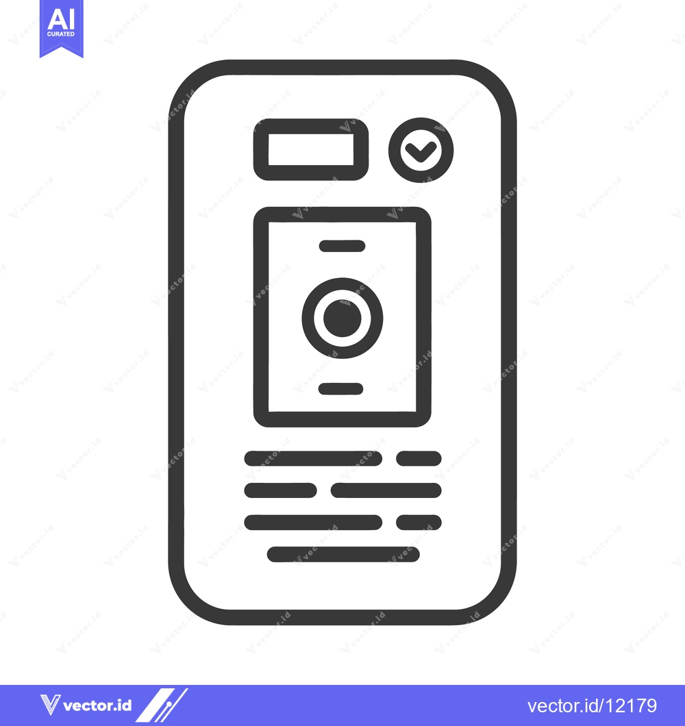Premium Vector dari A rectangular device featuring a camera and checkmark symbol