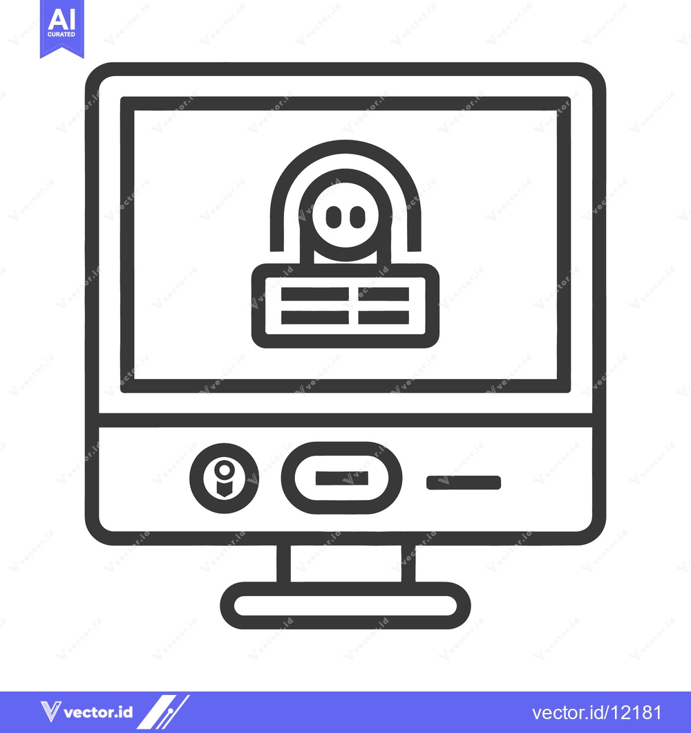 Premium Vector of A Computer Monitor Displaying A Lock Symbol Securely Online