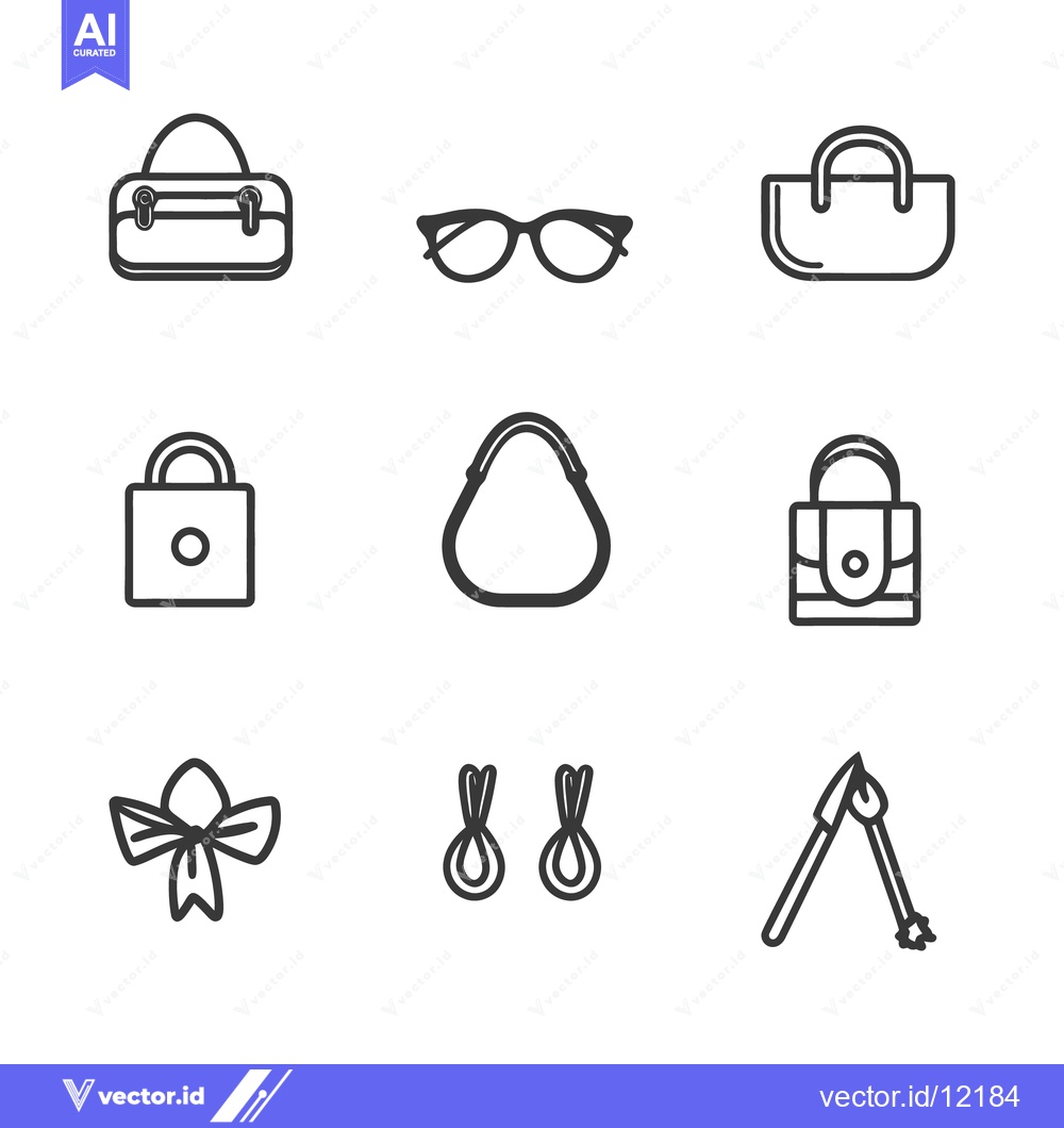 Premium Vector dari Outlined icons of purses glasses earrings and related accessories are