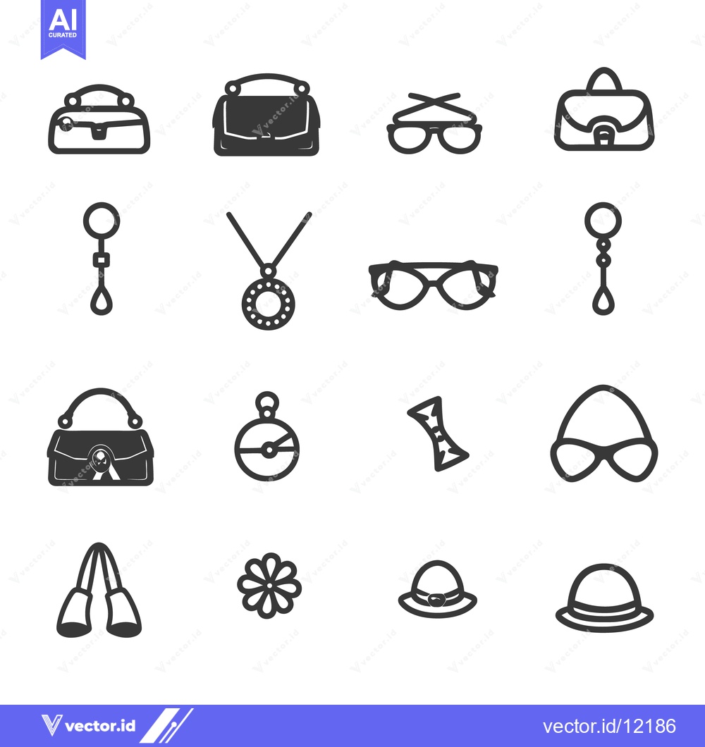 Premium Vector of Various stylish accessories and items illustrated in simplified graphi
