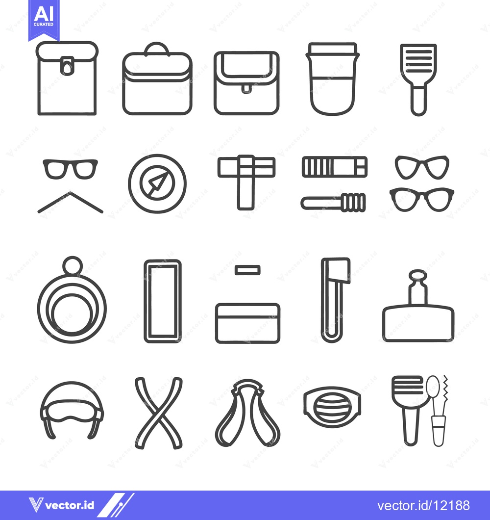 Premium Vector dari Outlined illustrations depicting various accessories and essential too