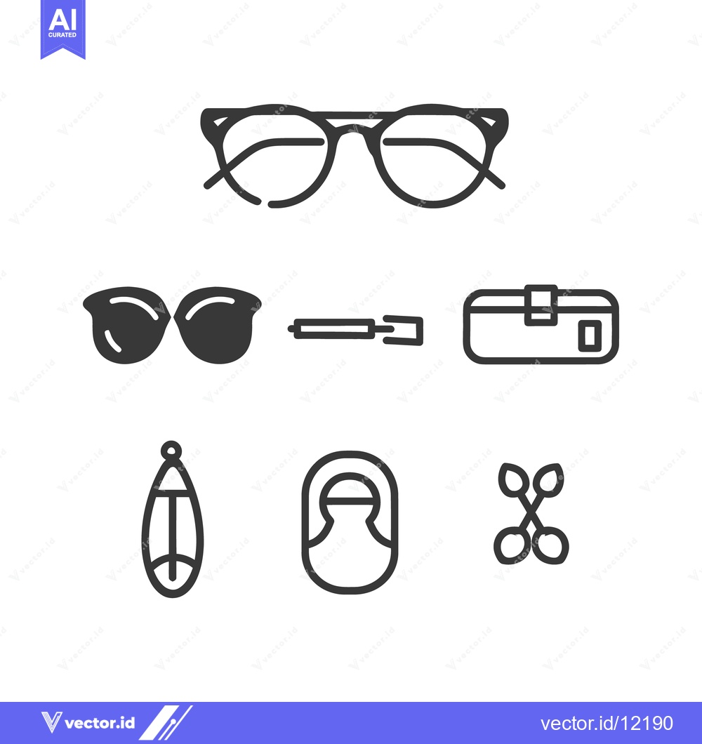 Premium Vector dari Assortment of glasses sunglasses cases and jewelry icons are depicted
