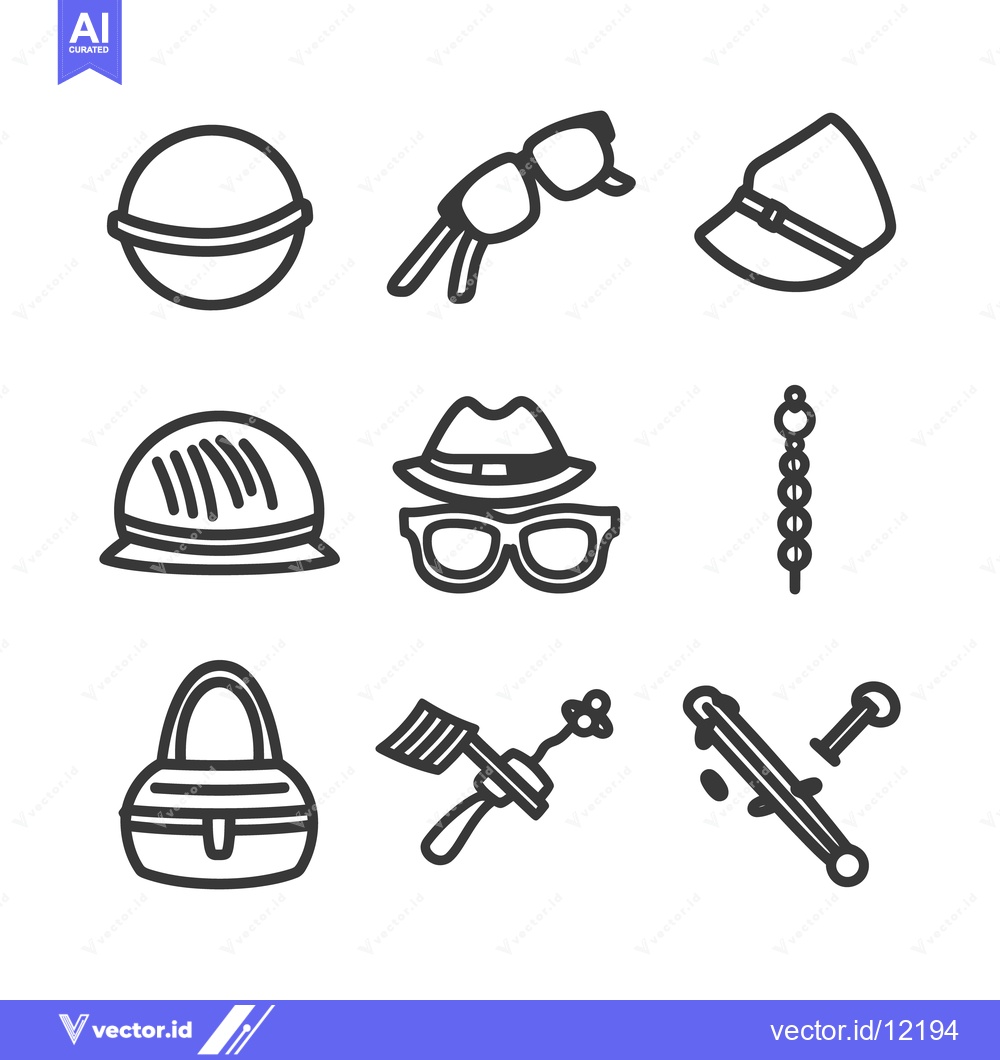 Premium Vector of Monochrome Illustrations Depicting Fashion Accessories and Items of In