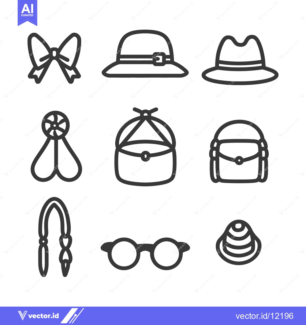 Premium Vector of Various accessories including hats bows glasses bags and hair adornmen