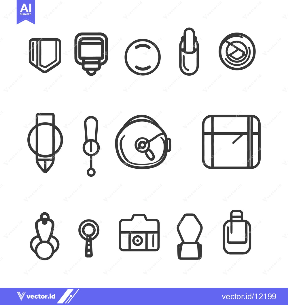 Premium Vector dari Collection of various outline icons displayed with monochrome tones