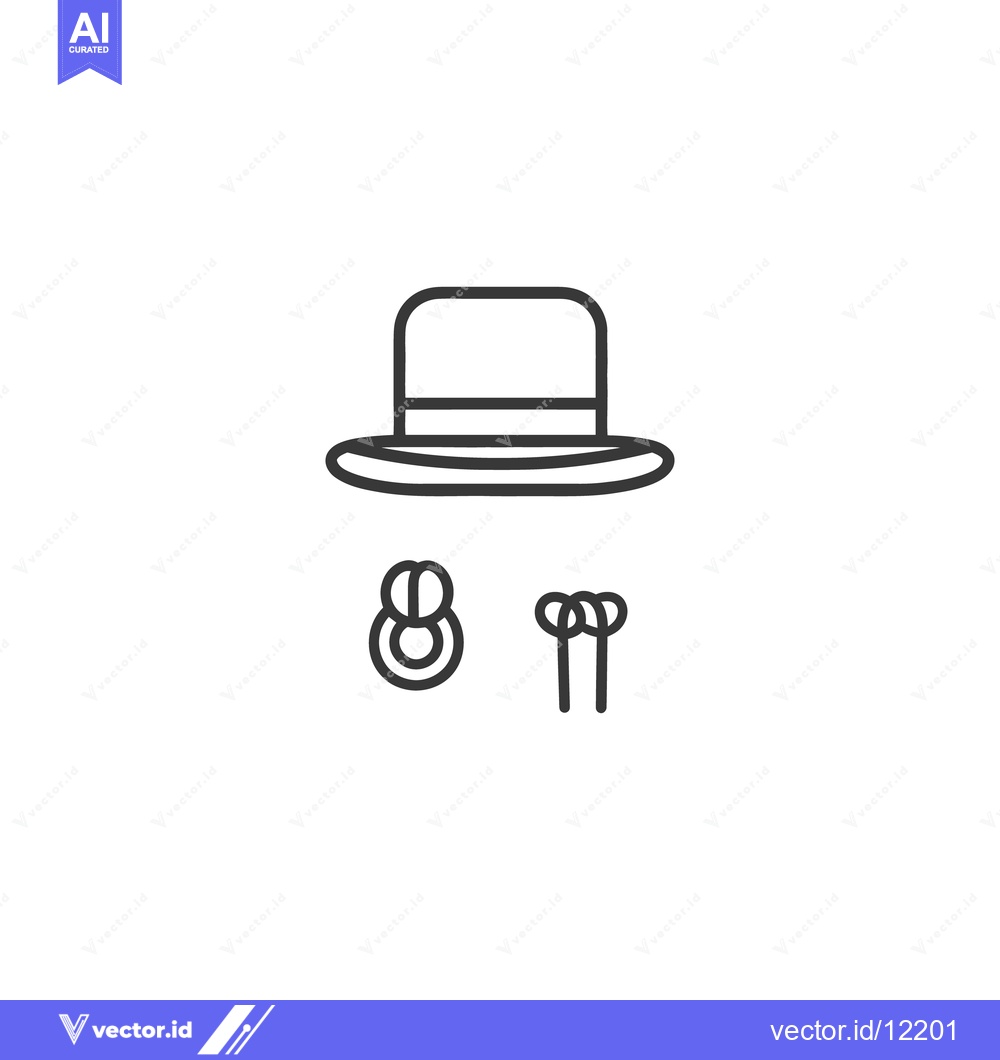 Premium Vector dari A black hat and some decorative objects on white background