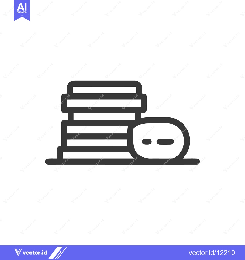 Premium Vector dari Stack of Coins with Speech Bubble Icon, Minimalist Black and White Des