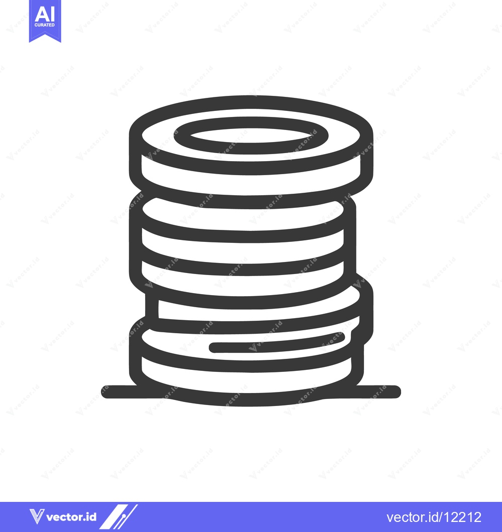 Premium Vector dari Stack of Coins Icon: Minimalist Line Art Illustration
