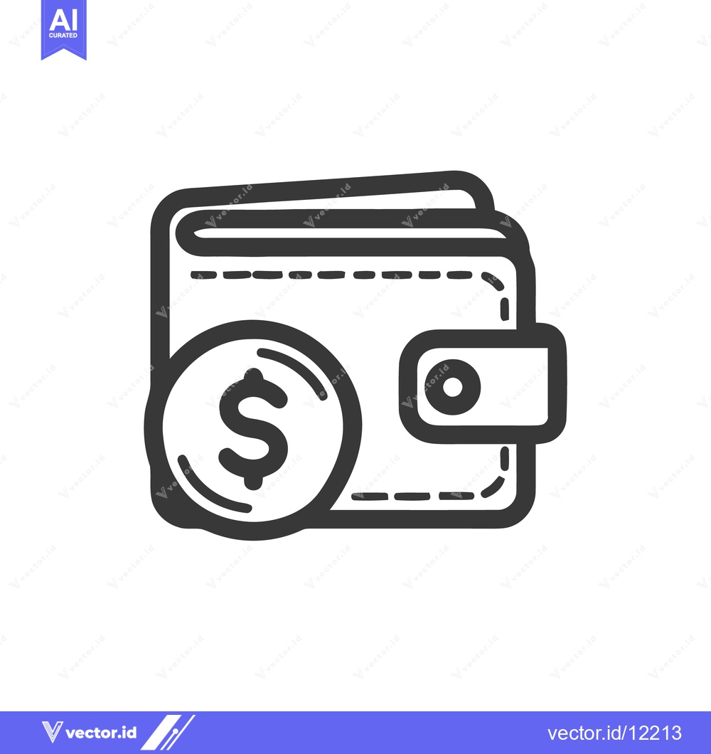 Premium Vector dari Minimalist Wallet Icon with Dollar Coin, Finance Symbol