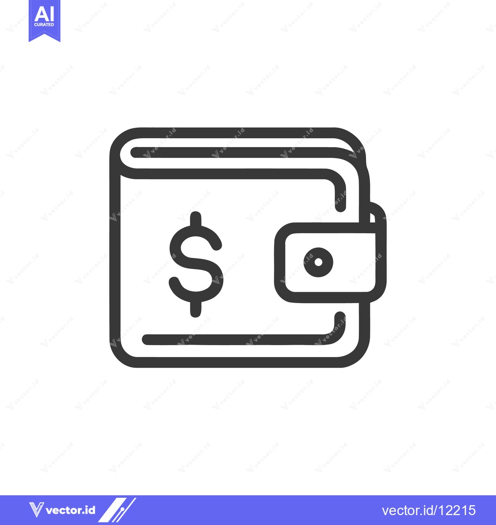 Premium Vector of Minimalist Wallet Icon with Dollar Sign, Financial Symbolism