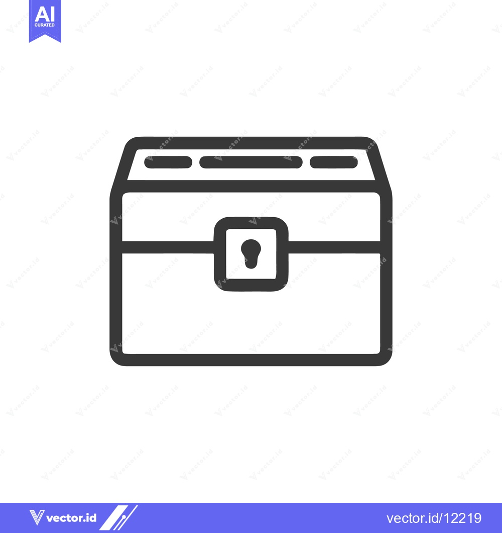 Premium Vector dari Minimalist Treasure Chest Icon with Keyhole Detail on White Background