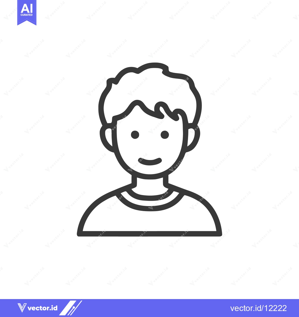 Premium Vector of Minimalist Boy Icon: Smiling Face, Simple Outline, Clean Design