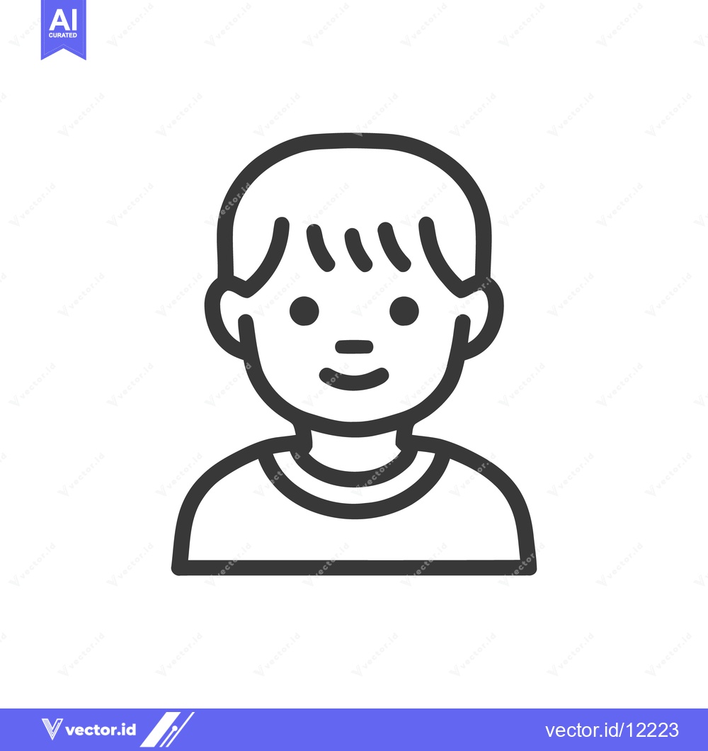 Premium Vector dari Simple Line Art Portrait of a Smiling Boy on White Background