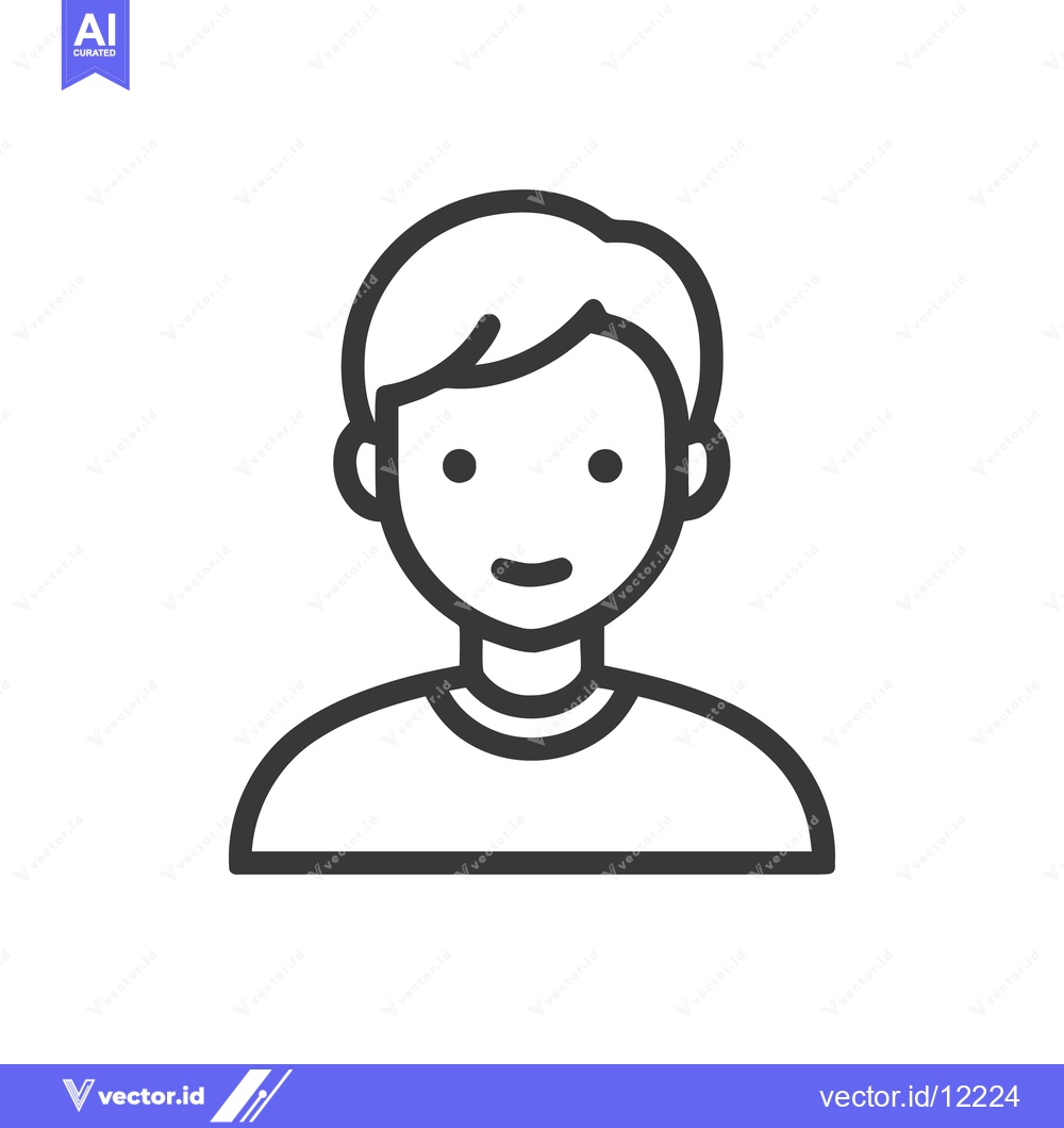 Premium Vector dari Minimalist Line Art: Smiling Man with Short Hair and T-Shirt Icon