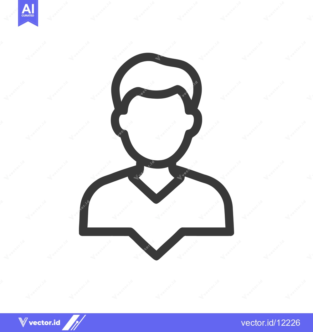 Premium Vector dari Minimalist Person Icon: Faceless Figure with V-Neck Shirt in Bold Outl