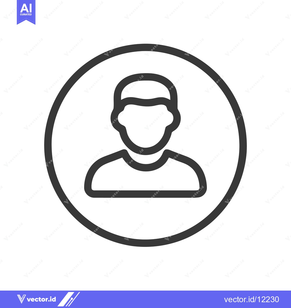 Premium Vector dari Minimalist Person Icon in Circle, Outline Style, User Profile