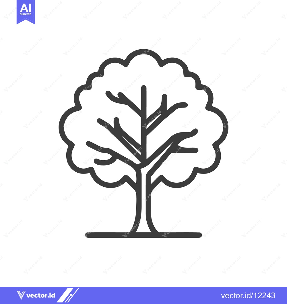 Premium Vector dari Minimalist Tree Icon: Simple Outline Design on White Background