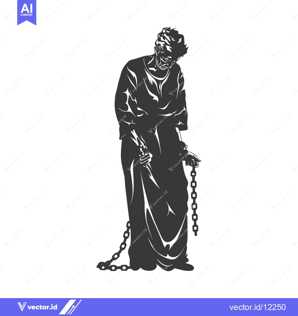 Premium Vector of A Chained Man With His Head Bowed Down